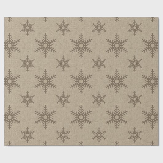 Rustic Chocolate Faux Burlap Snowflake Patroon Cadeaupapier (Vlak)