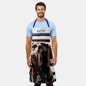 Rustic Chocolate Lab op Amerikaanse vlag Schort (Gedragen)