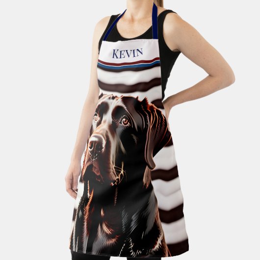 Rustic Chocolate Lab op Amerikaanse vlag Schort (Insitu)