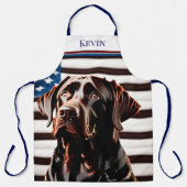 Rustic Chocolate Lab op Amerikaanse vlag Schort (Voorkant)