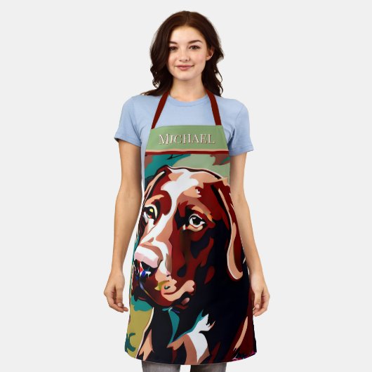 Rustic Chocolate Lab op Camo Schort (Gedragen)