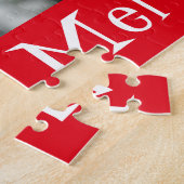 Rustic Chrismukkah Blue en Red Elves Gift Legpuzzel (Zijkant)