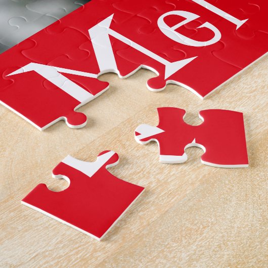 Rustic Chrismukkah Blue en Red Elves Gift Legpuzzel (Zijkant)