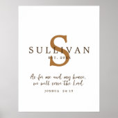 Rustic Christian Scripture Monogram Family Name Poster (Voorkant)