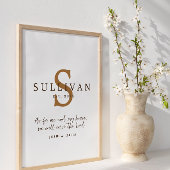 Rustic Christian Scripture Monogram Family Name Poster