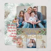 Rustic Christmas 4 Photo Feestdagenkaart (Voorkant / Achterkant)