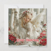 Rustic Christmas angel editable festive greeting Feestdagenkaart (Voorkant)