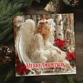 Rustic Christmas angel printable festive greeting  Feestdagenkaart