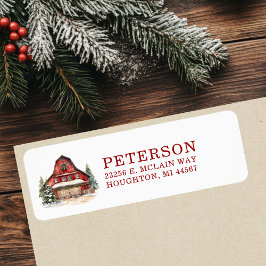 Rustic Christmas Barn Retouradres Etiket
