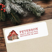 Rustic Christmas Barn Retouradres Etiket