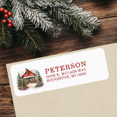 Rustic Christmas Barn Retouradres Etiket