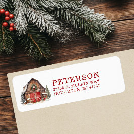 Rustic Christmas Barn Retouradres Etiket