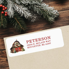 Rustic Christmas Barn Retouradres Etiket