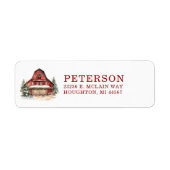 Rustic Christmas Barn Retouradres Etiket (Voorkant)