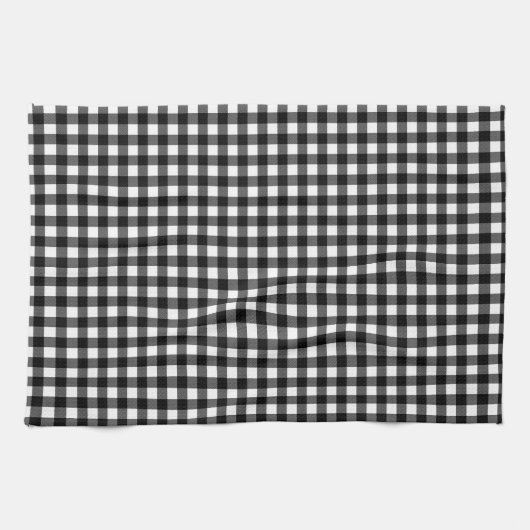 Rustic Christmas Black & White Buffalo Plaid  Theedoek (Horizontaal)
