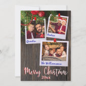 Rustic Christmas Bulletin Board Foto Kaart (Voorkant)