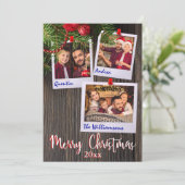 Rustic Christmas Bulletin Board Foto Kaart (Staand voorkant)