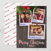 Rustic Christmas Bulletin Board Foto Kaart (Voorkant / Achterkant)