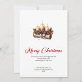 Rustic Christmas candles on wooden log card Feestdagenkaart (Voorkant)