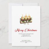 Rustic Christmas candles on wooden log greeting Feestdagenkaart (Voorkant)