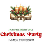 Rustic Christmas Candles Party Invite Card Kaart