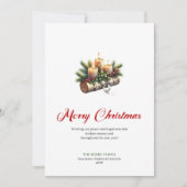 Rustic Christmas candles pine holly design card Feestdagenkaart (Voorkant)