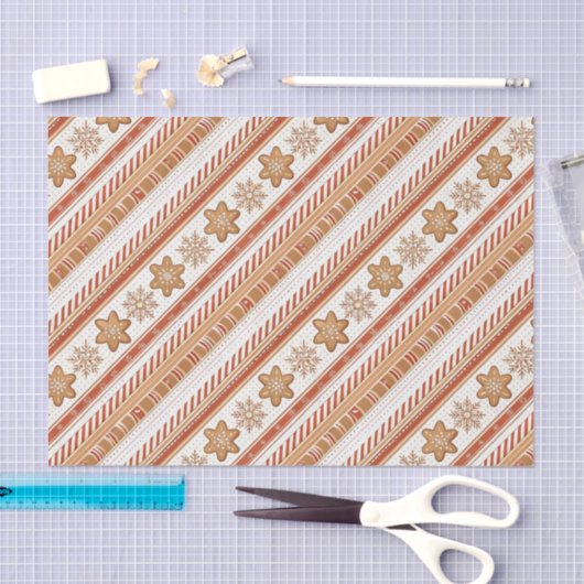 Rustic Christmas Candy Cane & Gingerbread Pattern Tissuepapier (Craft)