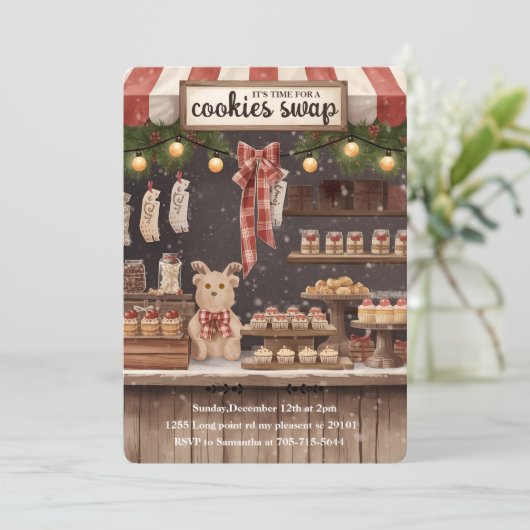 “Rustic Christmas Cookie Swap Kaart (Staand voorkant)