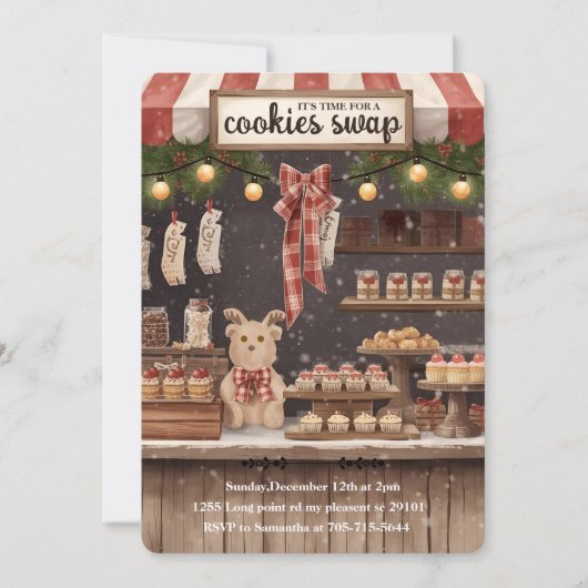 “Rustic Christmas Cookie Swap Kaart (Voorkant)