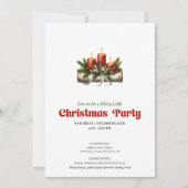 Rustic Christmas Decoration Holly Berries Invite Kaart (Voorkant)