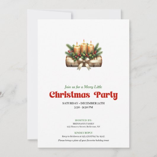 Rustic Christmas decoration invite editable card Kaart (Voorkant)