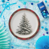 Rustic Christmas Evergreen Christmas Paper Plates Papieren Bordje (Feest)