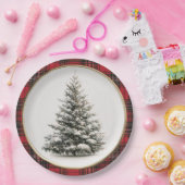 Rustic Christmas Evergreen Christmas Paper Plates Papieren Bordje (Feest)