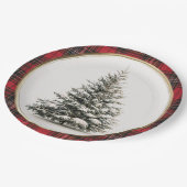 Rustic Christmas Evergreen Christmas Paper Plates Papieren Bordje (Gekanteld)