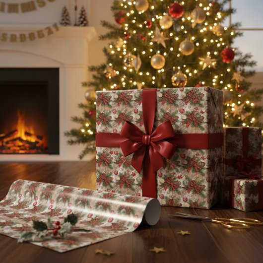 Rustic Christmas Farmhouse Cozy Holiday  Cadeaupapier