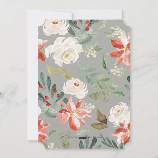 Rustic Christmas Flowers Frame & Modern Typography Feestdagenkaart (Achterkant)