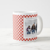 Rustic Christmas Gift 2 Photo Trendy Red Plaid  Grote Koffiekop (Voorkant rechts)