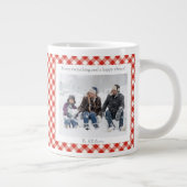 Rustic Christmas Gift 2 Photo Trendy Red Plaid  Grote Koffiekop (Rechts)