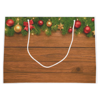 Rustic Christmas Gift Bag – Customizable Holiday Groot Cadeauzakje