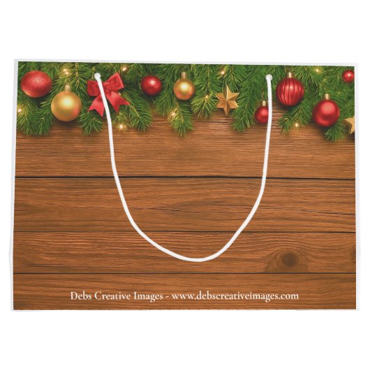 Rustic Christmas Gift Bag – Customizable Holiday Groot Cadeauzakje (Achterkant)