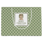 Rustic Christmas Gift Bag Earthy Neutral Minimal  Groot Cadeauzakje (Voorkant)