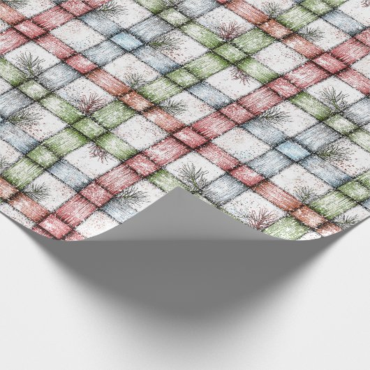 Rustic Christmas Gingham Cadeaupapier (Hoek)