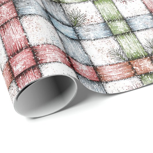 Rustic Christmas Gingham Cadeaupapier (Rol Hoek)