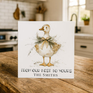 Rustic Christmas Goose Duck Card Feestdagenkaart