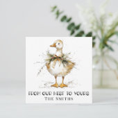 Rustic Christmas Goose Duck Card Feestdagenkaart (Staand voorkant)