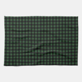 Rustic Christmas Green & Black Buffalo Plaid  Theedoek (Horizontaal)