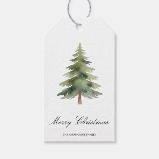 Rustic Christmas Green Tree | Merry Christmas Gift Cadeaulabel (Voorkant)