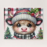 Rustic Christmas Highland Cow Jigsaw Puzzle Legpuzzel<br><div class="desc">Rustic Christmas Highland Cow
cute/colorful
Illustration/sublimation
Customizable</div>