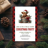 Rustic Christmas invitation with highland cow art Kaart
