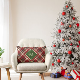 Rustic Christmas Monogram Rood Groen Plakken Kussen